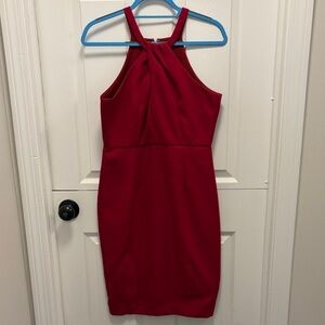 Lulu's Vibrant Red Halter Mini Dress